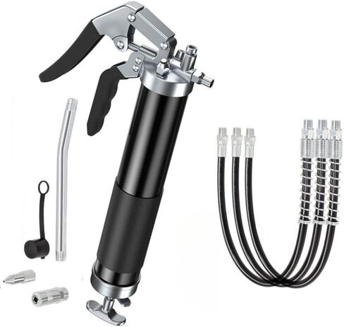 طقم مسدس شحم أصفر شديد التحمل 400 سي سي - 14 أونصة، مسدس شحم يدوي 8000 رطل لكل بوصة مربعة مع خرطوم، وصلة توصيل، وفوهة in Kuwait