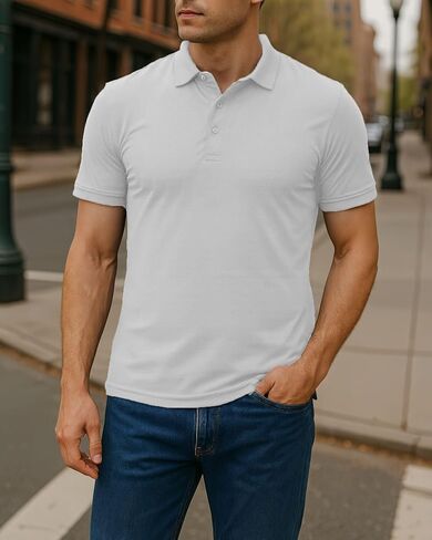 Men's Polo Shirt Short Sleeve Seamless Slim Fit Polo Shirt in Saudi Arabia