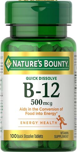 Nature's Bounty Vitamin B12, Supports Energy Metabolism and Nervous System Health, 500mcg, Tablets, 100 Ct (Pack of 2) in Saudi Arabia
