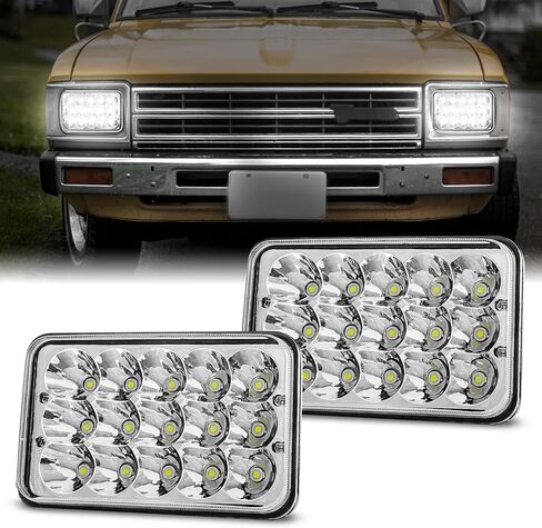 4x6'' LED Headlights Compatible with 1995-1997 Chevrolet S10 with Hi/Lo Beam White DRL and Amber Turn Signals Rectangular Headlight in Kuwait
