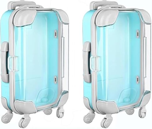 2 Pack Empty Mini Suitcase with Wheels – Little Luggage Box for False Eyelash Packaging, Candy Storage & Party Favors Blue in Saudi Arabia