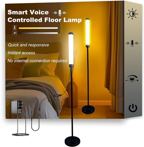 مصباح LED طويل القامة يعمل بالصوت، عمود درجة حرارة لون مخصص للبالغين والأطفال، غرفة نوم داخلية، غرفة معيشة منزلية، مكتب (تحكم صوتي أسود) in Kuwait