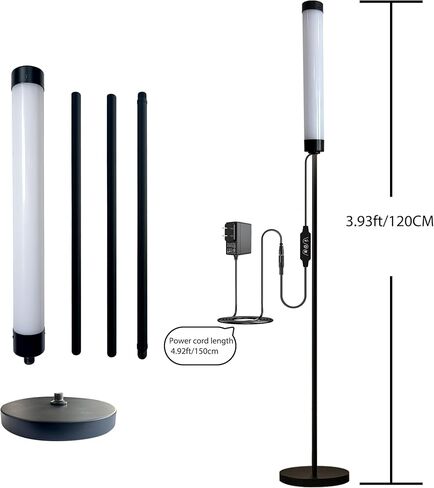 مصباح LED طويل القامة يعمل بالصوت، عمود درجة حرارة لون مخصص للبالغين والأطفال، غرفة نوم داخلية، غرفة معيشة منزلية، مكتب (تحكم صوتي أسود) in Kuwait