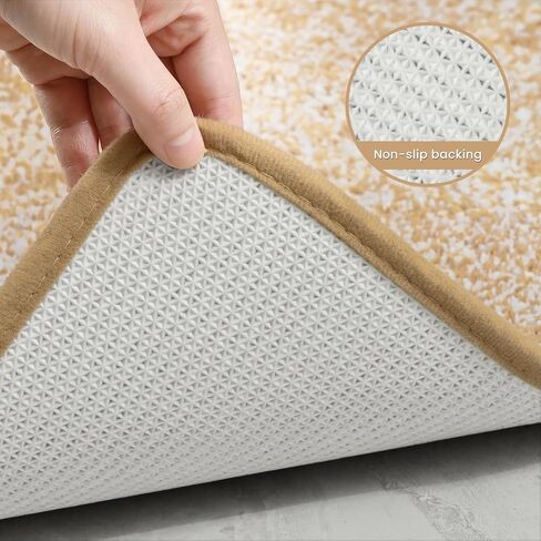 سجاد حمام ISEAU بمقاس 24 × 60، سجادة حمام كبيرة من الألياف الدقيقة فائقة الامتصاص، سجادة دش طويلة غير قابلة للانزلاق مع دعامة من المطاط اللدن حراريًا، سجادة حمام قطيفة سميكة قابلة للغسل في الغسالة للحمامات، جملي فاتح/أبيض in Kuwait