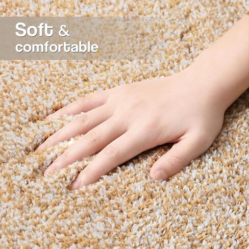 سجاد حمام ISEAU بمقاس 24 × 60، سجادة حمام كبيرة من الألياف الدقيقة فائقة الامتصاص، سجادة دش طويلة غير قابلة للانزلاق مع دعامة من المطاط اللدن حراريًا، سجادة حمام قطيفة سميكة قابلة للغسل في الغسالة للحمامات، جملي فاتح/أبيض in Kuwait