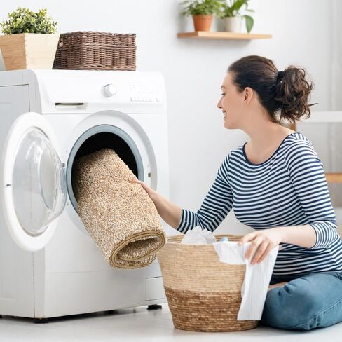 سجاد حمام ISEAU بمقاس 24 × 60، سجادة حمام كبيرة من الألياف الدقيقة فائقة الامتصاص، سجادة دش طويلة غير قابلة للانزلاق مع دعامة من المطاط اللدن حراريًا، سجادة حمام قطيفة سميكة قابلة للغسل في الغسالة للحمامات، جملي فاتح/أبيض in Kuwait