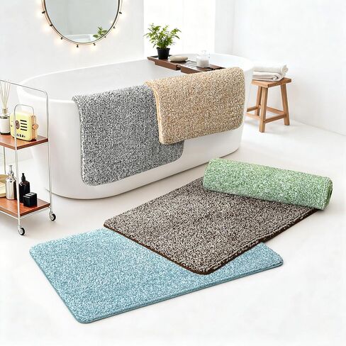 سجاد حمام ISEAU بمقاس 24 × 60، سجادة حمام كبيرة من الألياف الدقيقة فائقة الامتصاص، سجادة دش طويلة غير قابلة للانزلاق مع دعامة من المطاط اللدن حراريًا، سجادة حمام قطيفة سميكة قابلة للغسل في الغسالة للحمامات، جملي فاتح/أبيض in Kuwait