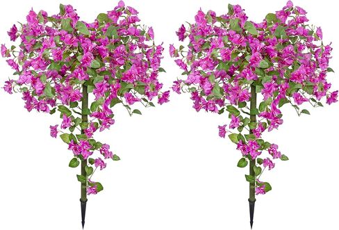 مجموعتان من شجرة الجهنمية الاصطناعية بطول 4 أقدام مع ارتفاع أرضي، زهور أرجوانية مزهرة للشرفة الخارجية، مكتب المنزل الداخلي، ديكور الحديقة والفناء (48 بوصة كبير) in Kuwait