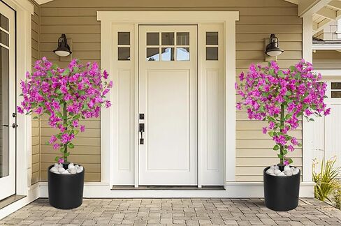 مجموعتان من شجرة الجهنمية الاصطناعية بطول 4 أقدام مع ارتفاع أرضي، زهور أرجوانية مزهرة للشرفة الخارجية، مكتب المنزل الداخلي، ديكور الحديقة والفناء (48 بوصة كبير) in Kuwait