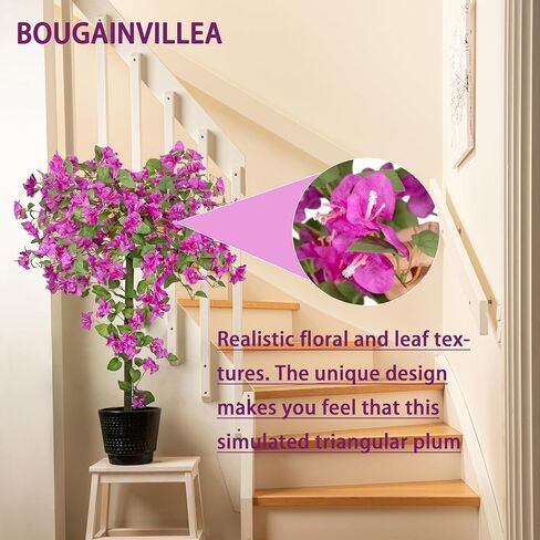 مجموعتان من شجرة الجهنمية الاصطناعية بطول 4 أقدام مع ارتفاع أرضي، زهور أرجوانية مزهرة للشرفة الخارجية، مكتب المنزل الداخلي، ديكور الحديقة والفناء (48 بوصة كبير) in Kuwait