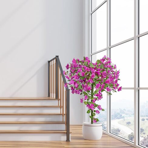 مجموعتان من شجرة الجهنمية الاصطناعية بطول 4 أقدام مع ارتفاع أرضي، زهور أرجوانية مزهرة للشرفة الخارجية، مكتب المنزل الداخلي، ديكور الحديقة والفناء (48 بوصة كبير) in Kuwait