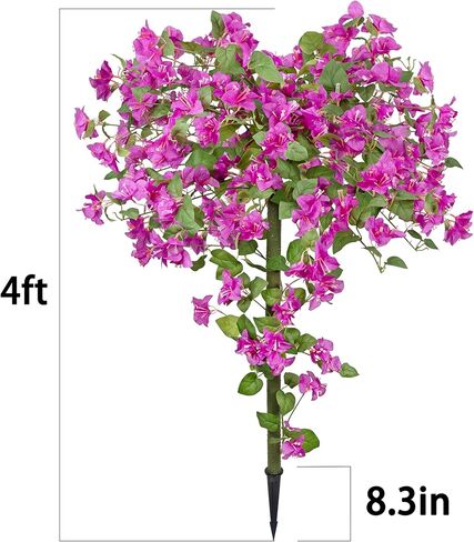 مجموعتان من شجرة الجهنمية الاصطناعية بطول 4 أقدام مع ارتفاع أرضي، زهور أرجوانية مزهرة للشرفة الخارجية، مكتب المنزل الداخلي، ديكور الحديقة والفناء (48 بوصة كبير) in Kuwait