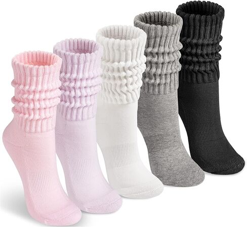 HONGTEYA Slouchy Crew Socks for Women Cozy Cotton Cushioned Boot Athletic Slouch Mid Calf Size 5-11 in Kuwait
