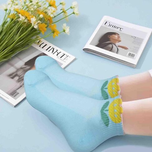 5 أزواج من الجوارب الزهرية للنساء، جوارب نسائية لطيفة للكاحل، جورب دائري بنمط الزهور، جورب أبيض وردي أسود أرجواني أزرق in Saudi Arabia