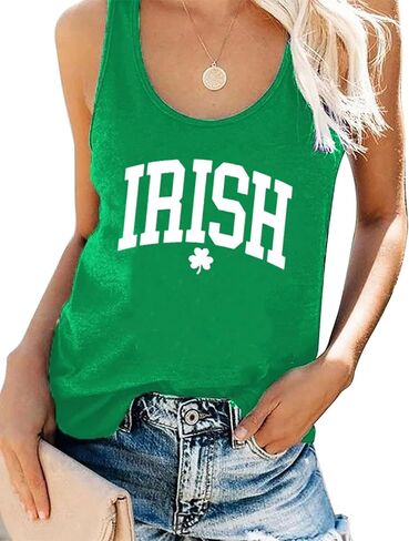 قمصان بدون أكمام للسيدات لعيد القديس باتريك، قميص Lucky Shamrock Clover أخضر بدون أكمام in Kuwait