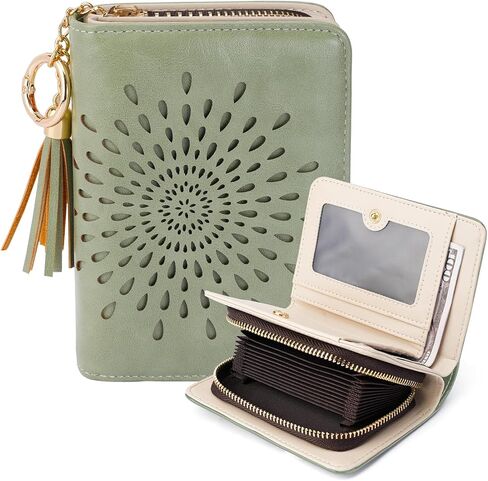 Genuine Leather RFID Blocking Small Wallet for Women Ultra Slim Bifold Card Holder with Zipper Coin Pocket Multiple Card Slots (03-purple) in Kuwait