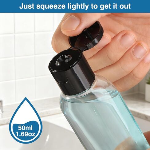 زجاجات السفر لمستحضرات التجميل، حاويات الضغط الفارغة الخالية من مادة BPA، 6 عبوات من زجاجات الضغط القابلة لإعادة الملء بوزن 1.69 أونصة، حاويات شامبو بلاستيكية صغيرة مقاومة للتسرب مع ملصقات in Kuwait