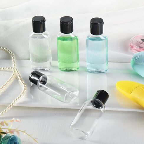 زجاجات السفر لمستحضرات التجميل، حاويات الضغط الفارغة الخالية من مادة BPA، 6 عبوات من زجاجات الضغط القابلة لإعادة الملء بوزن 1.69 أونصة، حاويات شامبو بلاستيكية صغيرة مقاومة للتسرب مع ملصقات in Kuwait