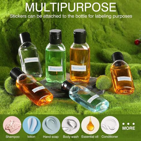 زجاجات السفر لمستحضرات التجميل، حاويات الضغط الفارغة الخالية من مادة BPA، 6 عبوات من زجاجات الضغط القابلة لإعادة الملء بوزن 1.69 أونصة، حاويات شامبو بلاستيكية صغيرة مقاومة للتسرب مع ملصقات in Kuwait