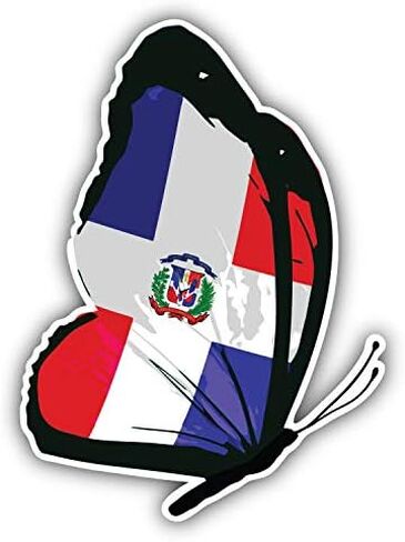 Magnet Dominican Republic Flag Butterfly Flexible Vinyl Magnet Waterproof Car Magnetic Bumper Sticker 5" in Saudi Arabia