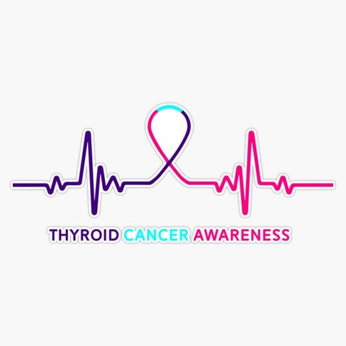 Magnet Thyroid Cancer Awareness Heartbeat Classic Magnetic Vinyl Sticker 5" in Saudi Arabia