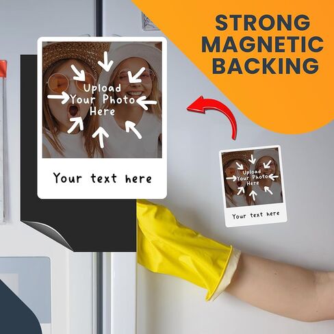 Magnet Me Up Custom Instant Photo Film Style Fridge Magnet Frame, Personalized Magnets with Your Photos, 4x5 inch Photo Magnets, Upload Photos Add Text, Home Decoration Refrigerator, Made in USA in Saudi Arabia