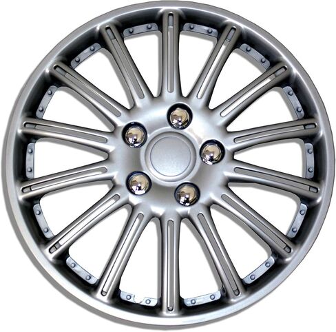Tuningpros WC1P-15-1007-S - Pack of 1 Hubcap (1 Piece) - 15-Inches Style Snap-On (Pop-On) Type Metallic Silver Wheel Covers Hub-caps in Saudi Arabia