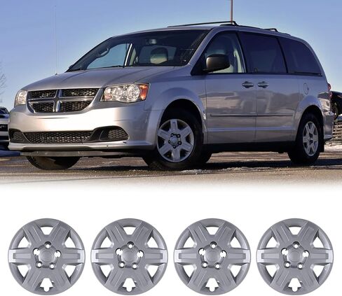 16 Inch Hubcaps Set of 4 Silver Lacquer Wheel Rims Cover for Dodge Grand Caravan 08-16,ABS & PC Material Wheel Tire Cover Bolt On Installation Automotive Accessories for Chrysler Town & Country 08-10 in Saudi Arabia