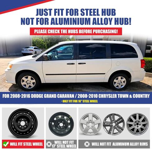 16 Inch Hubcaps Set of 4 Silver Lacquer Wheel Rims Cover for Dodge Grand Caravan 08-16,ABS & PC Material Wheel Tire Cover Bolt On Installation Automotive Accessories for Chrysler Town & Country 08-10 in Saudi Arabia