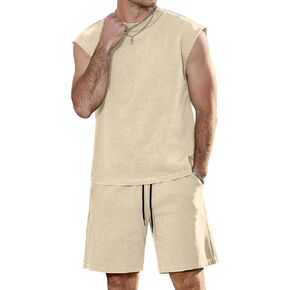 JEMLDL Men's 2 Piece Outfits Acid Wash Sleeveless Shirts and Shorts Track Suits Casual Summer Lounge Fashion Set in Saudi Arabia