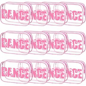 Kacctyen 24 Pcs Dance Makeup Bag Pink Team Gifts Bulk for Ballerina Lover 7 x 4.7 x 2.4 Dance Cosmetic Bag Snack PVC Case Clear Toiletry Zipper Pouch for Women Valentines Cheer Cheerleader Gift in Saudi Arabia