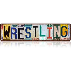 Vintage Sport Street Sign Wrestling Wall Decor Metal Tin Signs for Bar Home Bedroom Garage in Kuwait