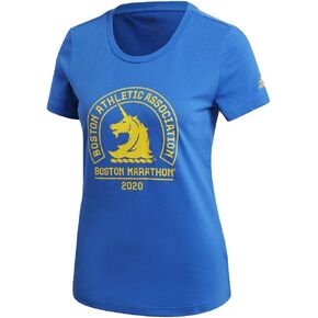 adidas Women's Boston Marathon Logo Tee Short Sleeve Graphic, Blue in Kuwait