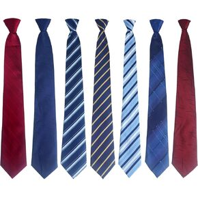 7 Pcs Clip on Tie 20 Inch Men Clip on Necktie Solid Striped Plaid Mixed Lot Tie for Office School Wedding in Kuwait