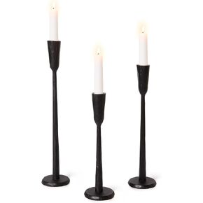 Cast Iron Taper Candle Holder Set of 3, Heavyweight Tall Candlestick Holders, Antique Gold, for Fireplace Mantle & Dining Table, Versatile Decor for Wedding, Holiday, Home & Christmas in Kuwait
