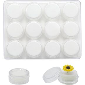 صندوق عرض صغير من الأحجار الكريمة الفضفاضة 12 قطعة من الصنوبر والكتان، صندوق عرض مجوهرات دائري مع حامل علوي شفاف وإسفنجة، علبة بلاستيكية صغيرة لهواة الجمع/عشاق الأعمال اليدوية (أسود) in Kuwait