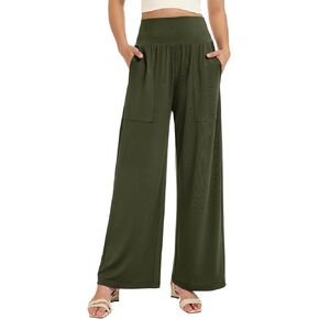 Wide Leg Pants Women Flowy Palazzo Lounge Pants High Waisted Stretchy Sweatpants Casual Loose Pajama Pants with Pockets in Saudi Arabia