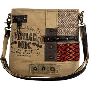 Myra Bag Vintage Purse - Sundown River Crossbody Bag for Women, Woven Patchwork Canvas, Tribal Upcycled Woven, Leather Accents, Print Design in Saudi Arabia