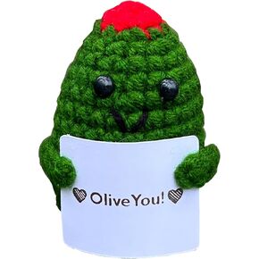 الدعم العاطفي هدايا الزيتون الكروشيه، الزيتون الإيجابي لطيف مضحك بارد مكتب ديكور ديكورات للنساء الرجال in Kuwait