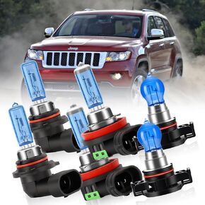 Fit For Jeep Grand Cherokee 2011-2013 Combo 9005 High Beam H11 Low Beam Halogen Headlight + 5202/H16 Fog Light Bulbs Replacement Kit, 100W 6000K 300% Super Brighter in Kuwait