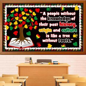 Black History Month Bulletin Board Decoration Set, African American Classroom Decorations February Inspirational Heart Tree Leaves Cutouts Library School Home Window Wall Door Decor for Teacher in Kuwait