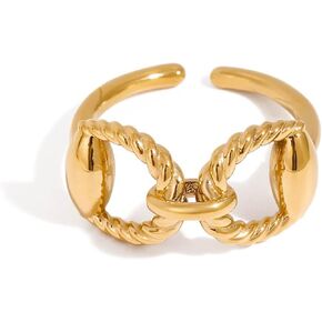 خواتم هورسبيت ذهبية مكتنزة للنساء خواتم بيان عتيقة خاتم الفروسية قابل للتعديل مجوهرات غربية in Kuwait