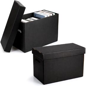 2 Pack Comic Book Storage Box Short Cardboard Black Comic Book Box for 150-175 Collectibles, Double Thickness Design Stackable Case for Silver Age and Modern Comics Showcase Collectibles in Kuwait