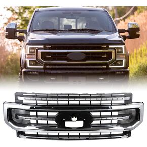 مجموعة شبكة من النوع المطلي بالكروم متوافقة مع 2020-2022 Ford F-250 F-350 Super Duty المصد الأمامي العلوي (مع لوحة القطع السفلية) استبدال LC3Z8200EA in Kuwait