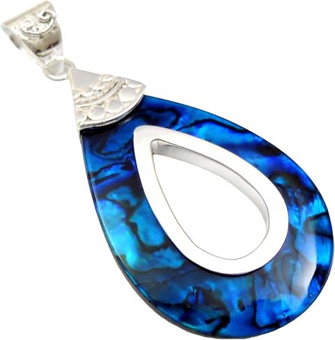 Paua Abalone Pendant, 925 Sterling Silver Handmade Abalone Shell Pendant for Women Jewelry SA059 in Saudi Arabia