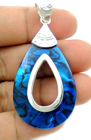 Paua Abalone Pendant, 925 Sterling Silver Handmade Abalone Shell Pendant for Women Jewelry SA059 in Saudi Arabia