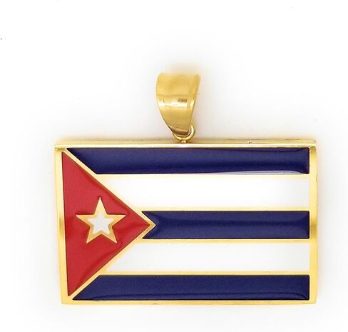 RC & J GENERAL 14kt GP علم كوبا من الفولاذ المقاوم للصدأ والذهب - Bandera De Cuba Dije Oro Acero Quirurgico in Kuwait
