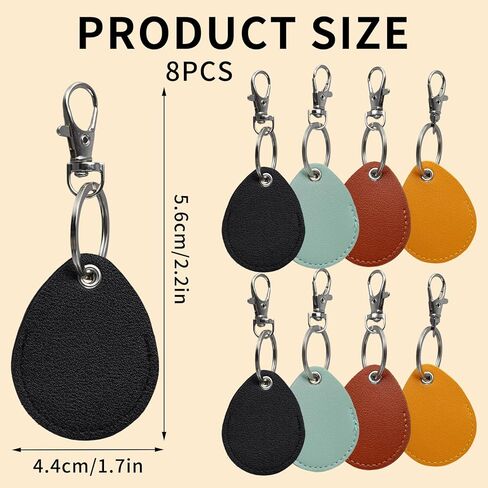 8 Pcs of Pu Leather Keychain Key Holder,Leather Key Fob,Fob Holder,4 Color Options,Small and Light,Easy To Carry,Widely Used in Key Id Key Card Id Card in Kuwait