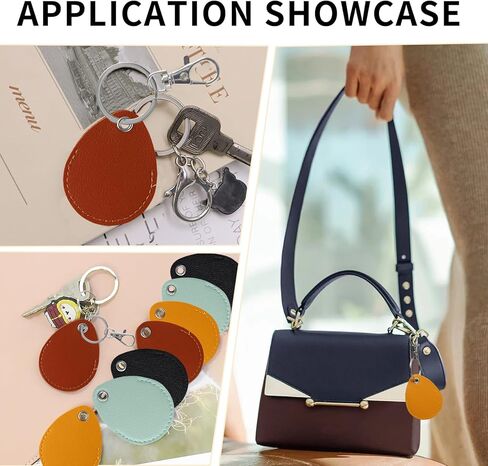 8 Pcs of Pu Leather Keychain Key Holder,Leather Key Fob,Fob Holder,4 Color Options,Small and Light,Easy To Carry,Widely Used in Key Id Key Card Id Card in Kuwait