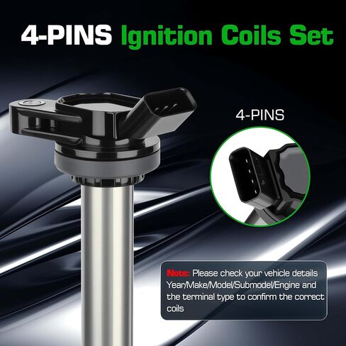 حزمة ملف الإشعال UF596 وشمعات الإشعال إيريديوم مناسبة لـ 2009 2010 2011 Toyota Corolla Matrix Prius 2012 2013 2014 2015 2017 Lexus Scion IM XD Pontiac Vibe 1.8L L4, OE# UF619 90919-02258 C1714، مجموعة من 4 in Kuwait